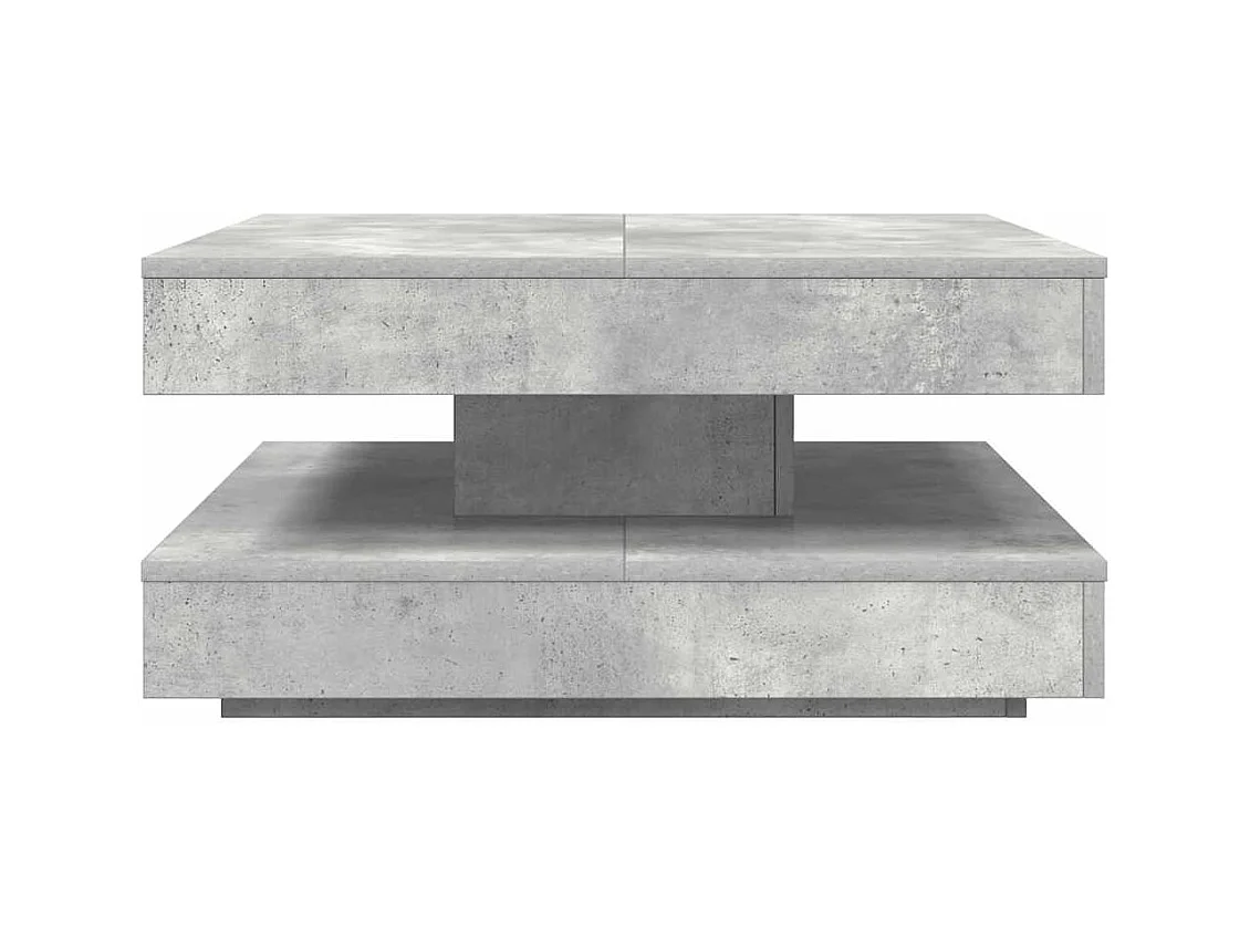 Table basse rotative à 360 degrés gris béton 70x70x34,5 cm