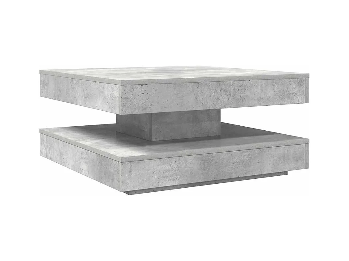 Table basse rotative à 360 degrés gris béton 70x70x34,5 cm