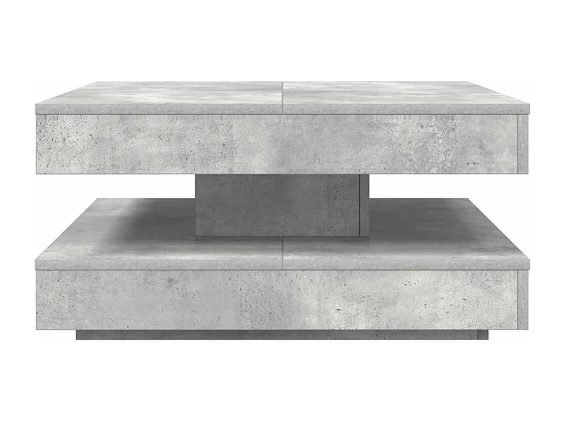 Mesa de centro giratoria 360 grados gris hormigón 70x70x34,5 cm