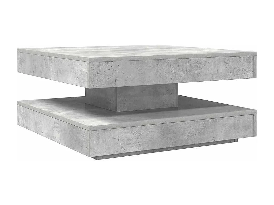 Mesa de centro giratoria 360 grados gris hormigón 70x70x34,5 cm