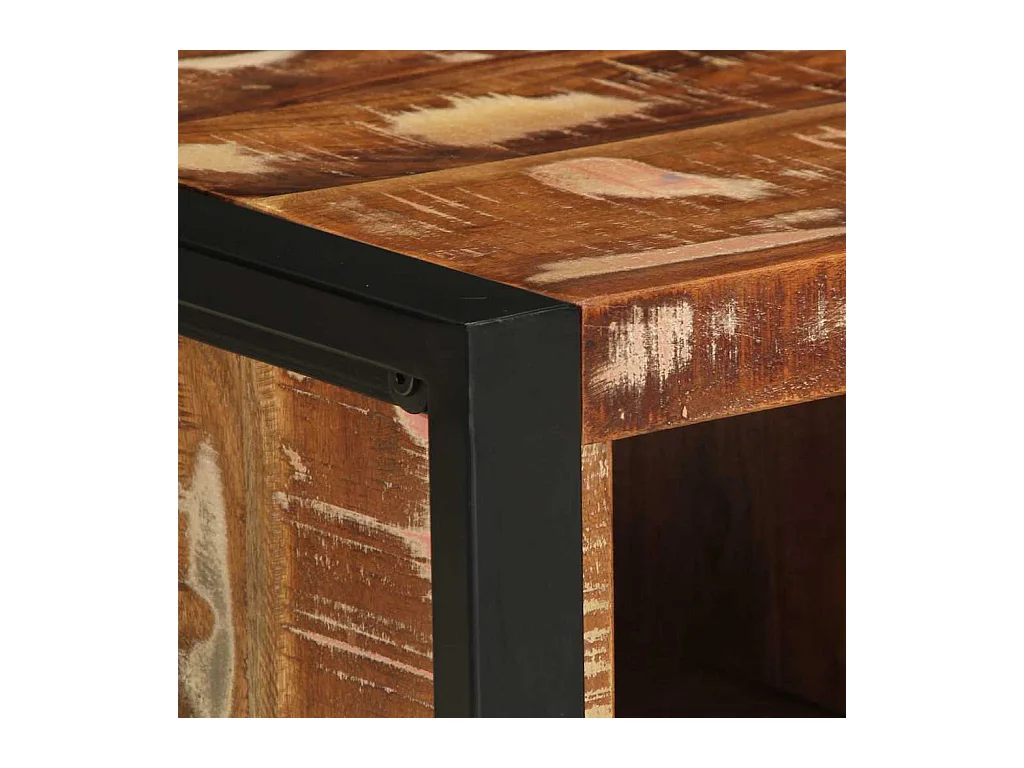 Table basse multicolore 90x50x36 cm bois de récupération massif