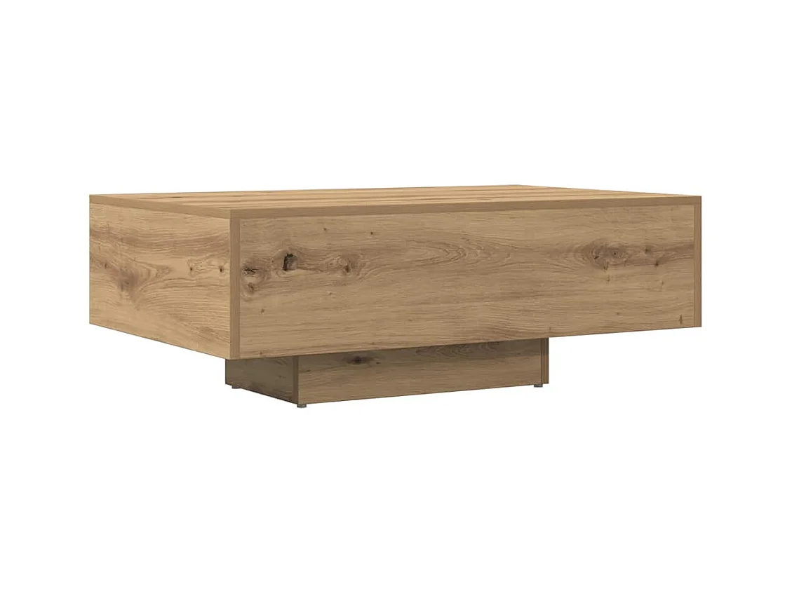 Table basse chêne artisanal 85x55x31 cm bois d'ingénierie