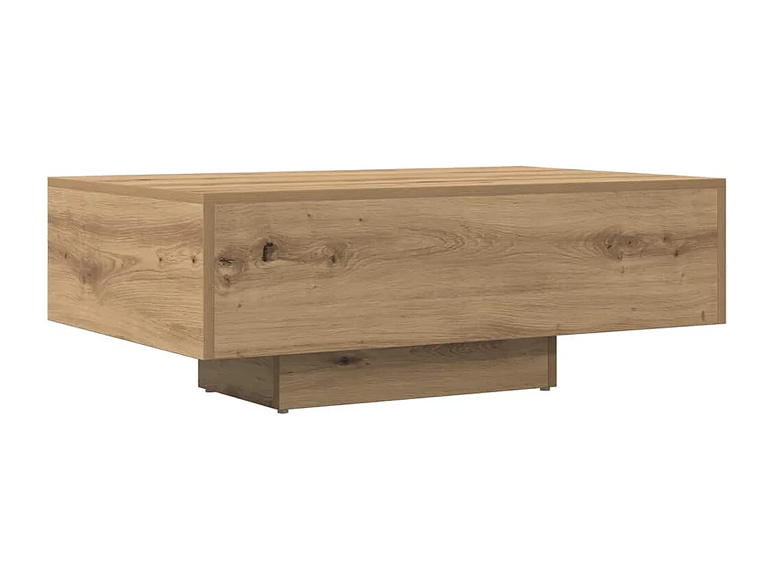 Table basse chêne artisanal 85x55x31 cm bois d'ingénierie