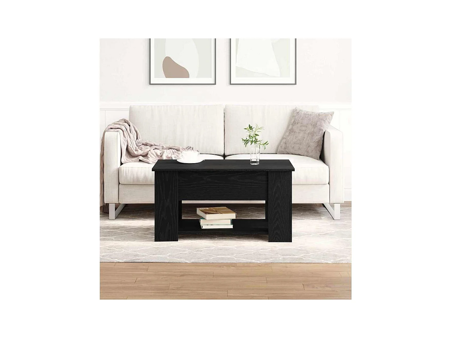 Mesa de centro Carvalho preto 79 x 49 x 41 cm