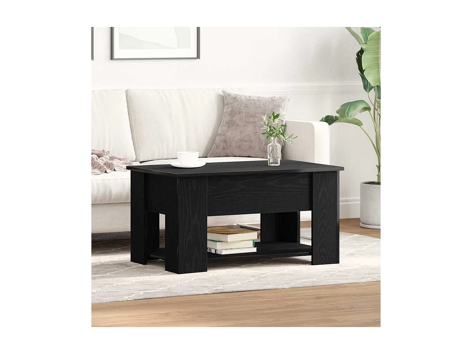 Salontafel Zwart eiken 79 x 49 x 41 cm Bewerkt hout