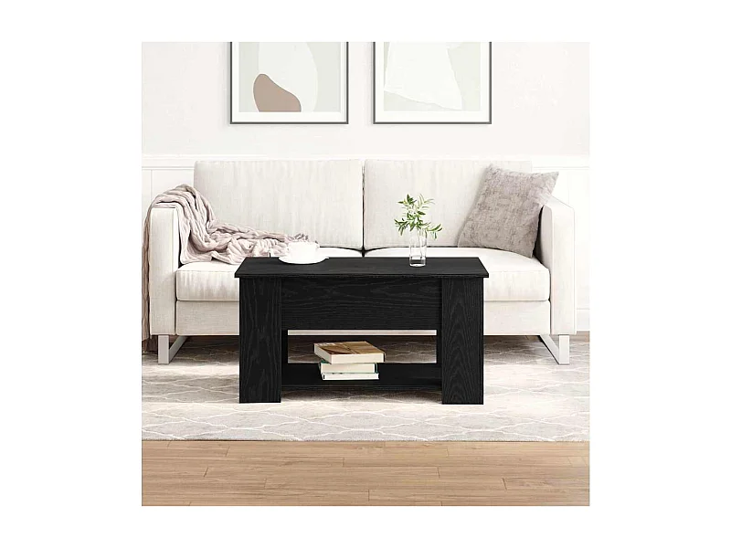 Salontafel Zwart eiken 79 x 49 x 41 cm Bewerkt hout