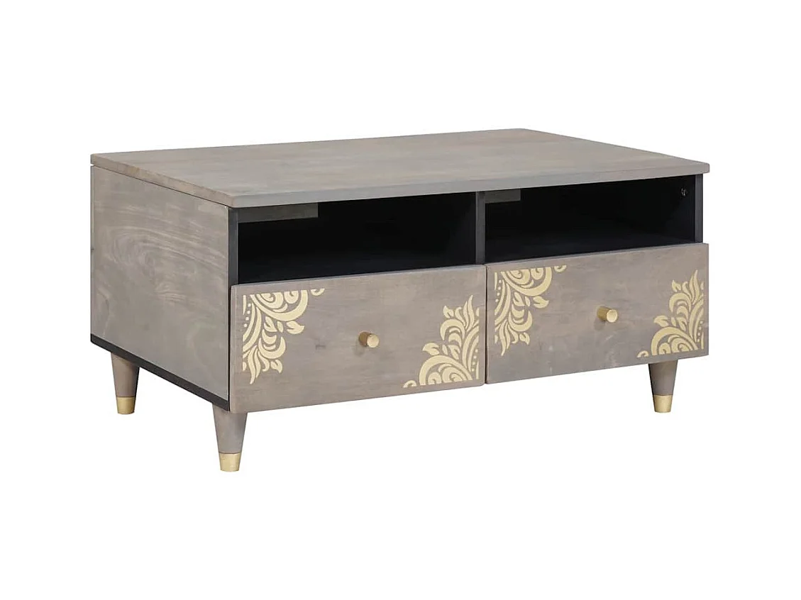 Mesa de Café Gris 80 x 54 x 40 cm madera maciza de mango