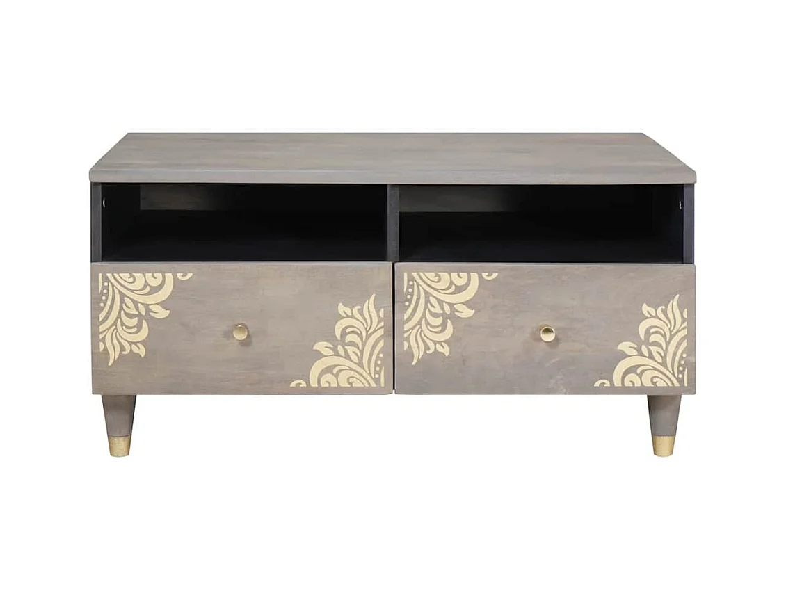 Mesa de Café Gris 80 x 54 x 40 cm madera maciza de mango