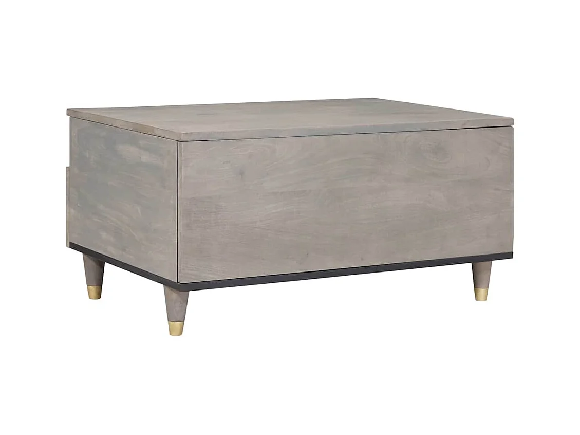 Mesa de Café Gris 80 x 54 x 40 cm madera maciza de mango