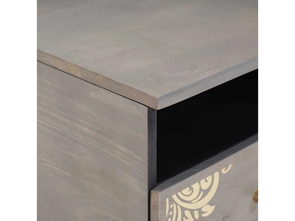 Mesa de Café Gris 80 x 54 x 40 cm madera maciza de mango