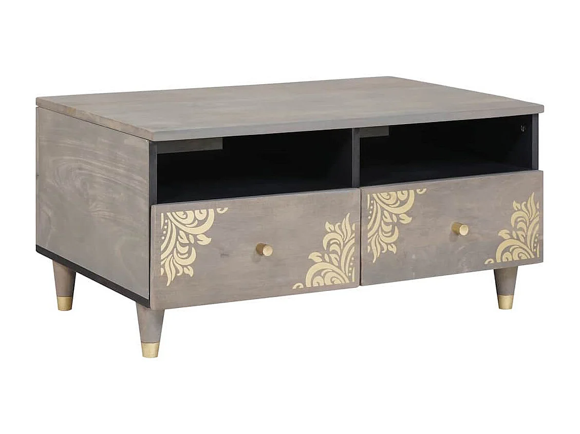 Table basse Gris 80 x 54 x 40 cm bois de manguier massif