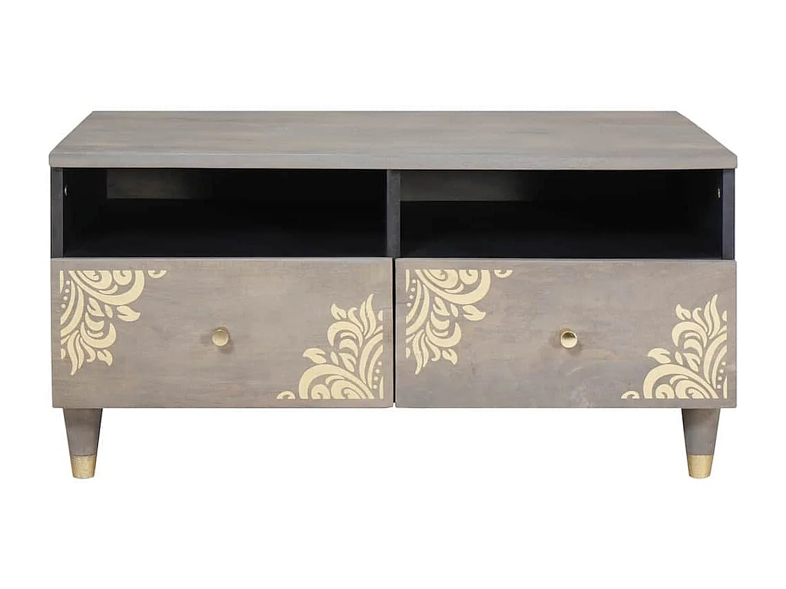 Table basse Gris 80 x 54 x 40 cm bois de manguier massif