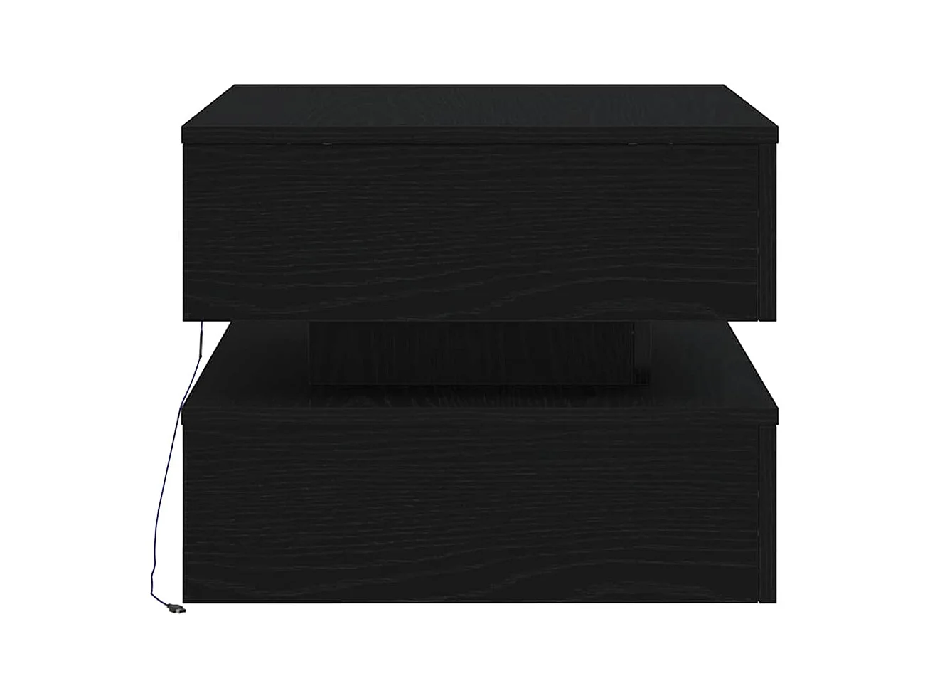 Table basse avec lumières LED chêne noir 50x50x40 cm