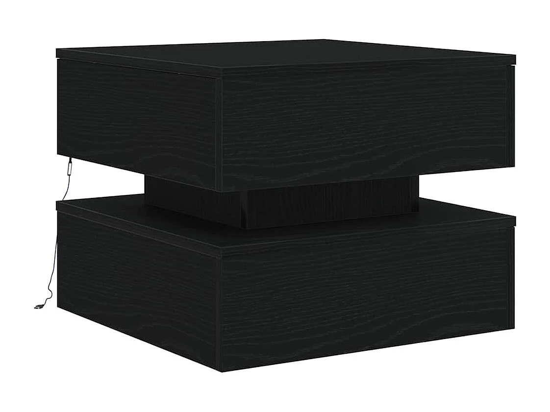 Table basse avec lumières LED chêne noir 50x50x40 cm