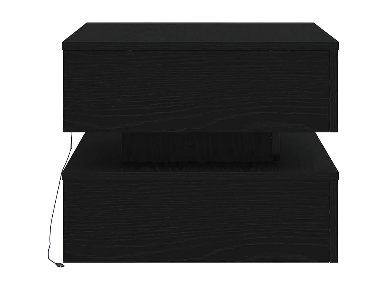 Table basse avec lumières LED chêne noir 50x50x40 cm