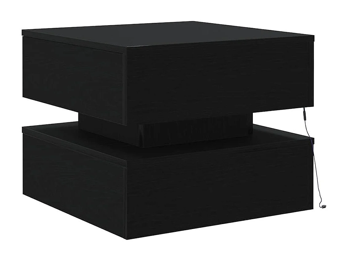 Table basse avec lumières LED chêne noir 50x50x40 cm