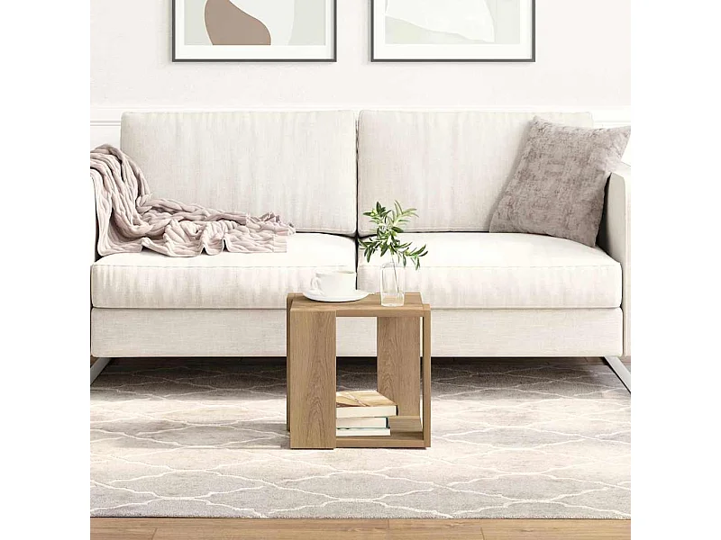 Table basse chêne artisanal 32 x 32 x 30 cm Bois d'ingénierie