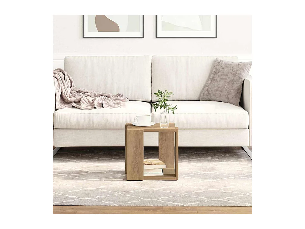 Table basse chêne artisanal 32 x 32 x 30 cm Bois d'ingénierie