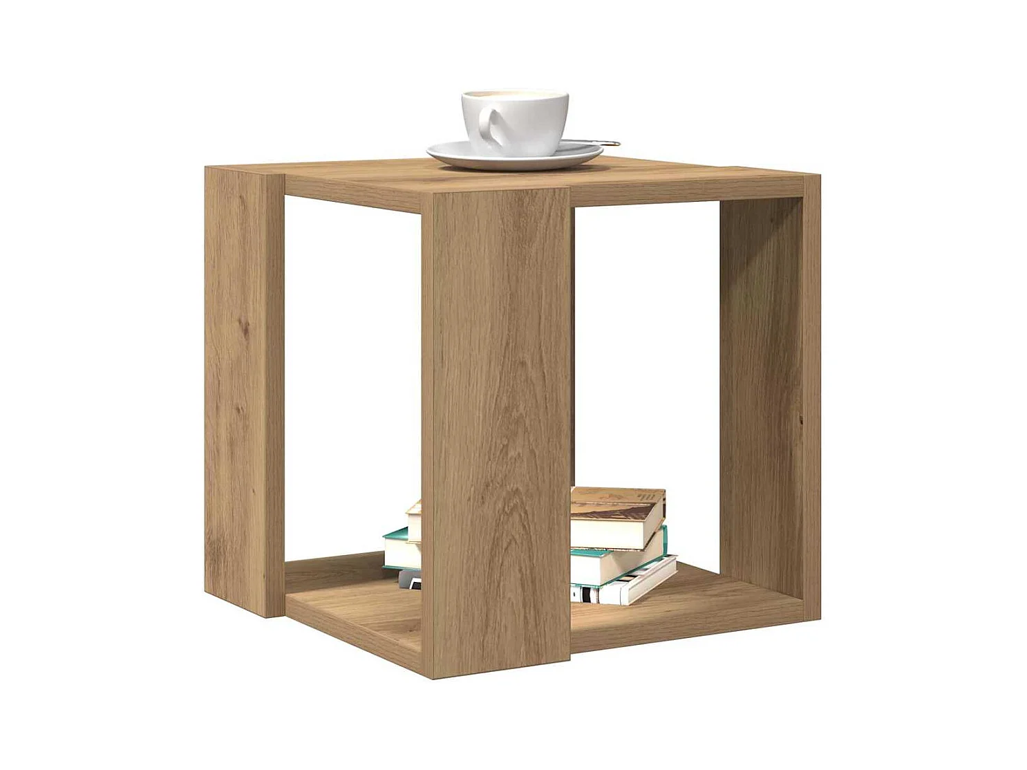 Table basse chêne artisanal 32 x 32 x 30 cm Bois d'ingénierie