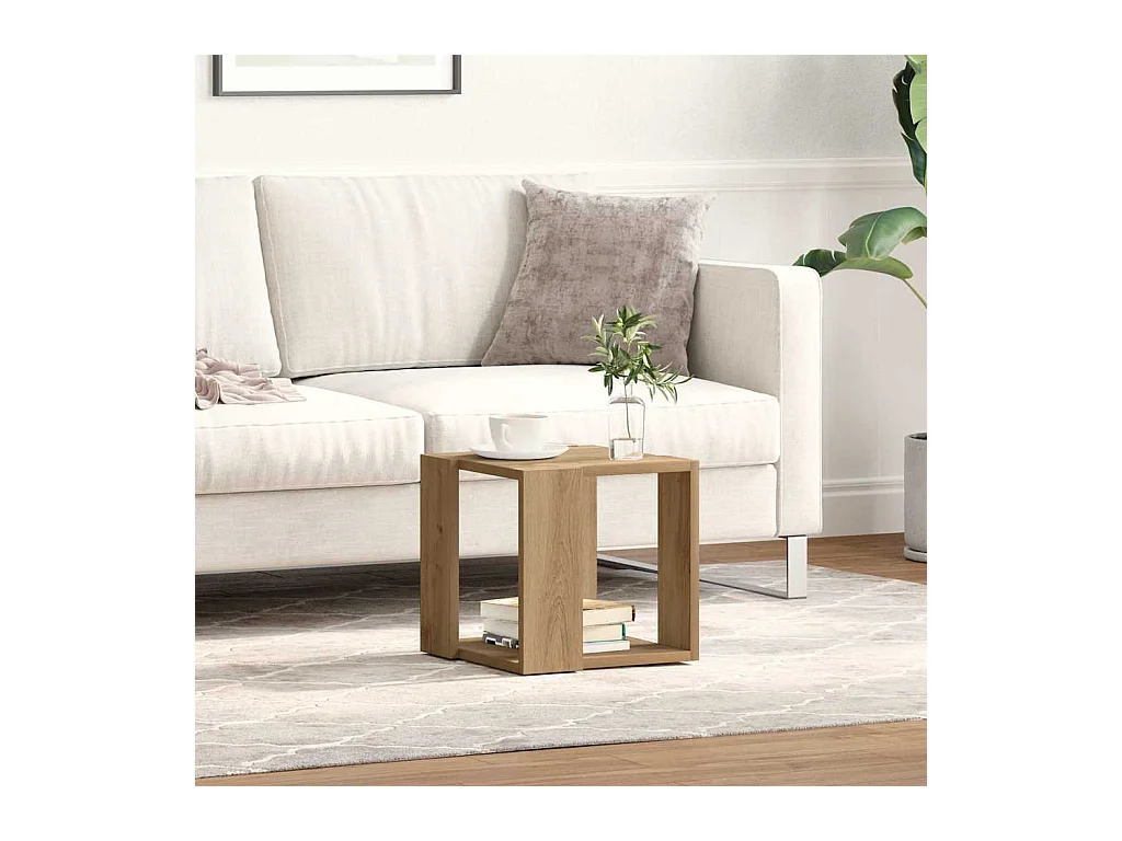 Table basse chêne artisanal 32 x 32 x 30 cm Bois d'ingénierie