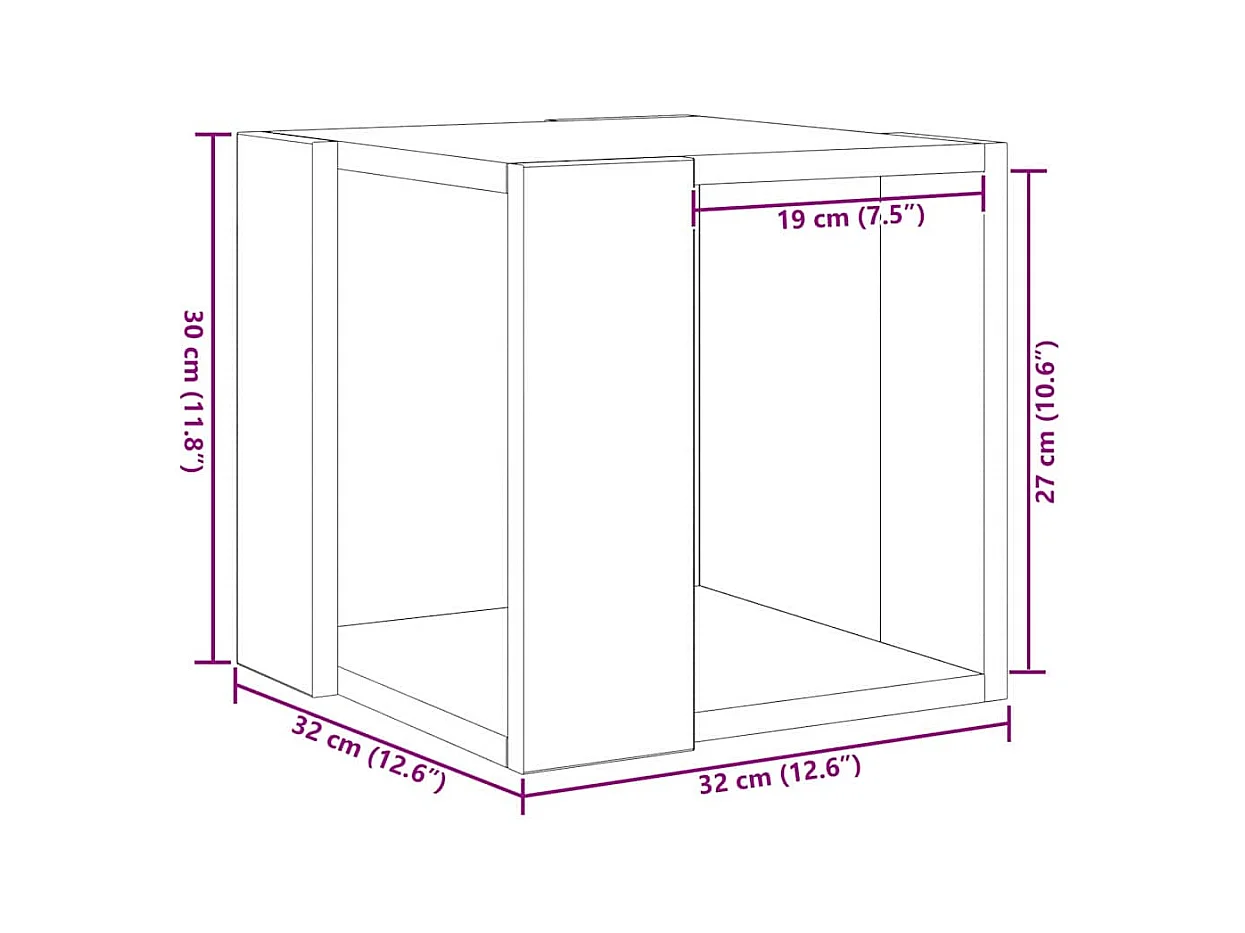 Table basse chêne artisanal 32 x 32 x 30 cm Bois d'ingénierie