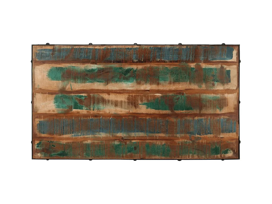 Table basse roulettes bois de récupération massif 100x55x26 cm