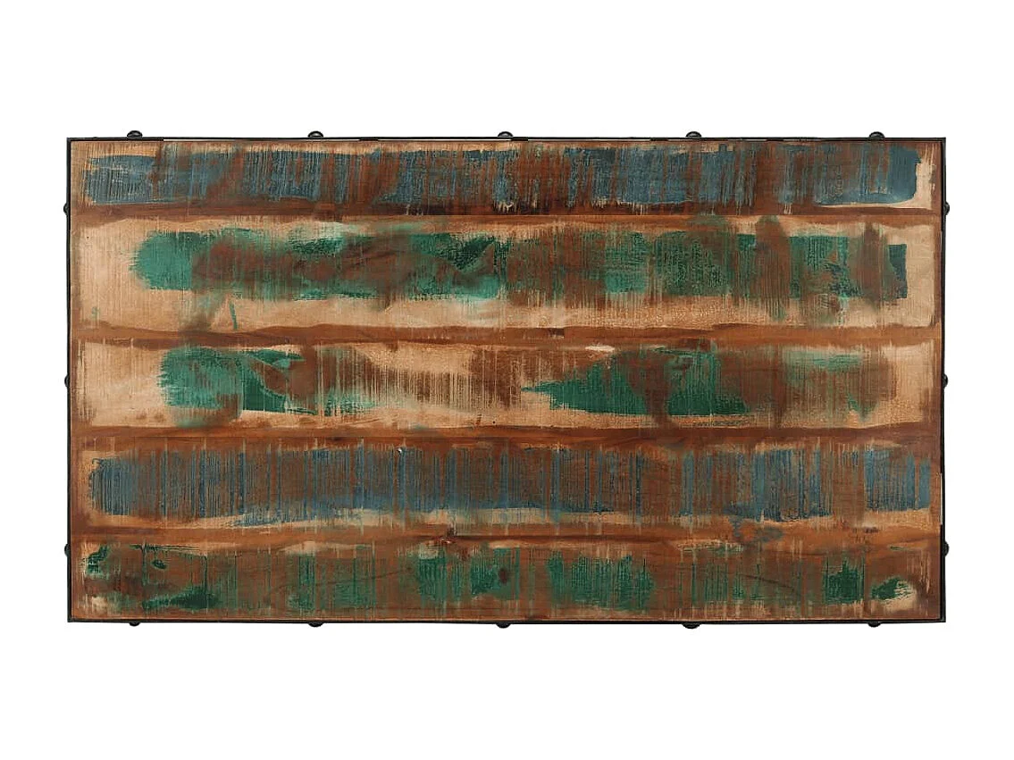 Table basse roulettes bois de récupération massif 100x55x26 cm