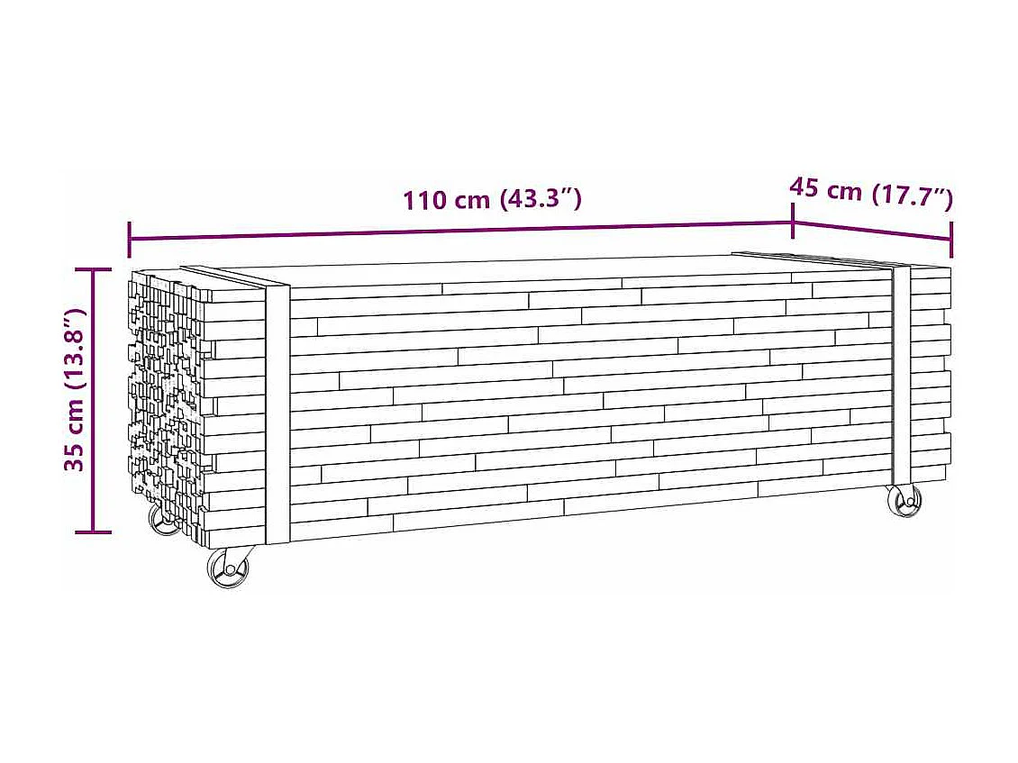 Mesa de centro 110x45x35 cm madeira maciça teca