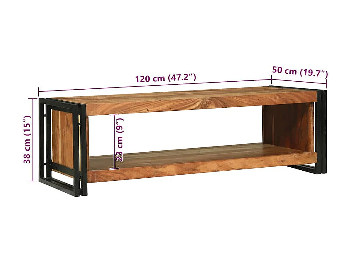 Mesa de Café Marrón 120 x 50 x 38 cm madera maciza de acacia