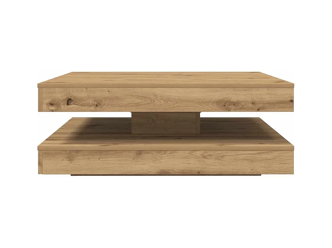 Table basse rotative à 360 degrés chêne artisanal 90x90x34,5 cm