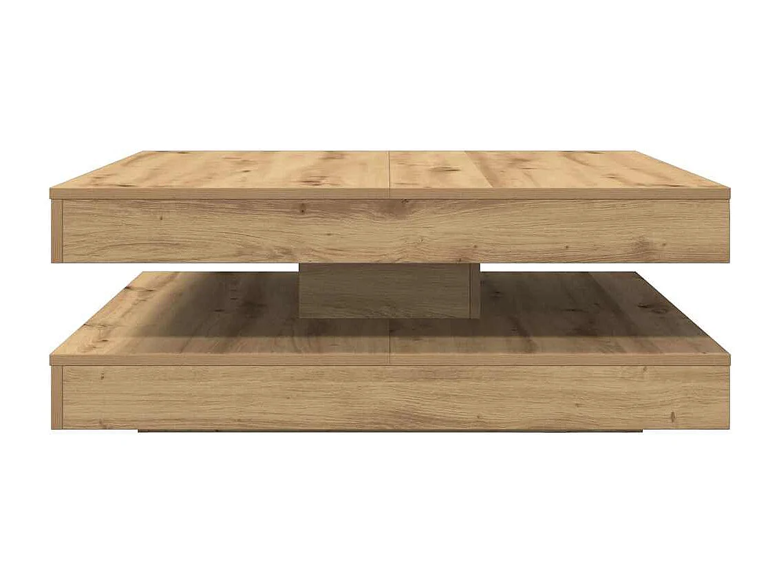 Table basse rotative à 360 degrés chêne artisanal 90x90x34,5 cm