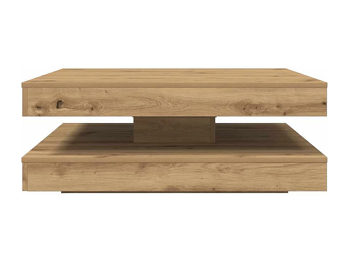 Table basse rotative à 360 degrés chêne artisanal 90x90x34,5 cm