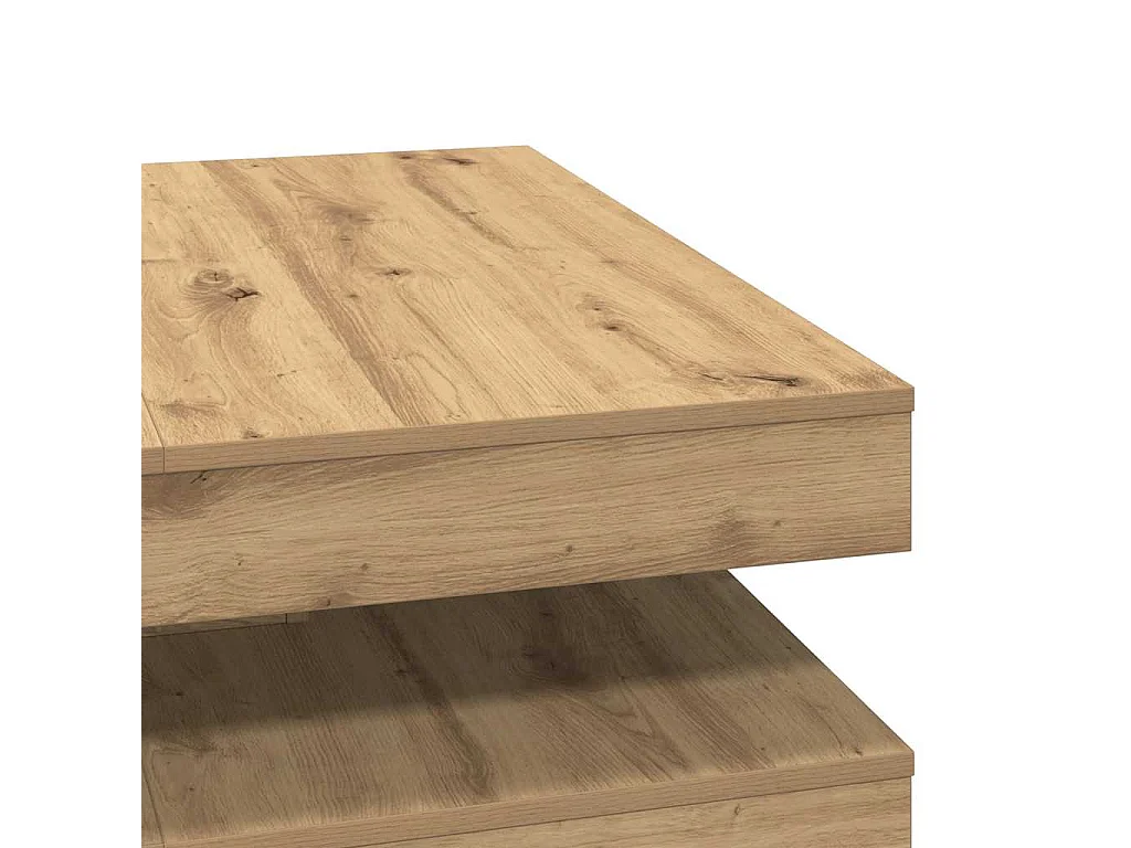 Table basse rotative à 360 degrés chêne artisanal 90x90x34,5 cm