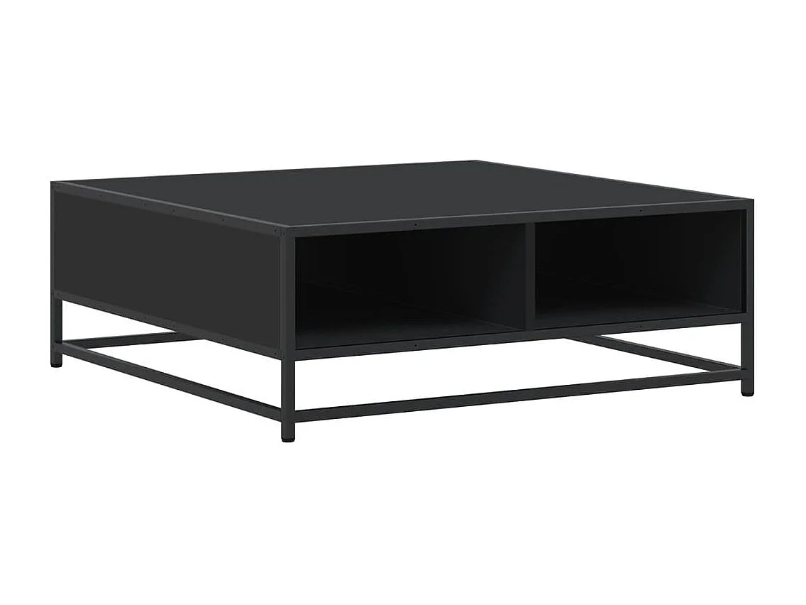 Mesa de centro madera de ingeniería y metal negro 80x80x30 cm