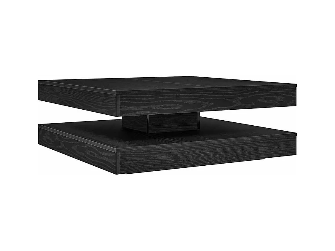 Table basse rotative à 360 degrés chêne noir 90x90x34,5 cm