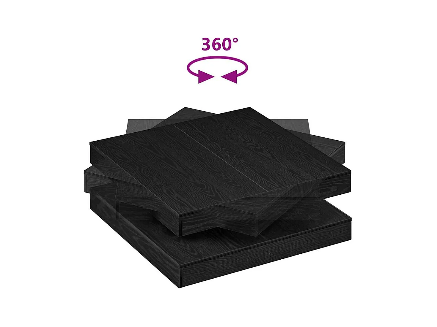 Table basse rotative à 360 degrés chêne noir 90x90x34,5 cm