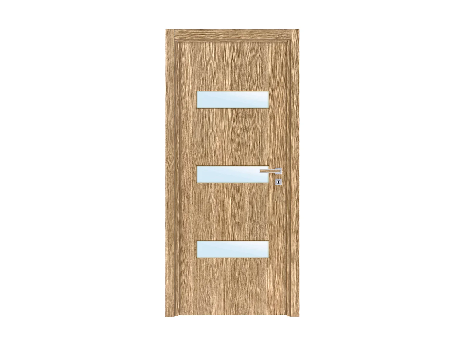 Bloc porte pose fin de chantier April, finition chêne brut structuré, H.204 x l.73 cm - Reivilo