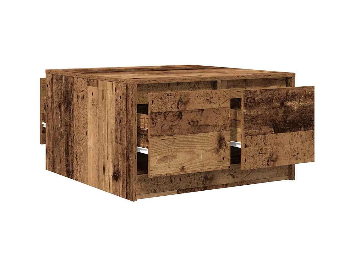 Table basse avec tiroirs vieux bois 70,5x70x40 cm