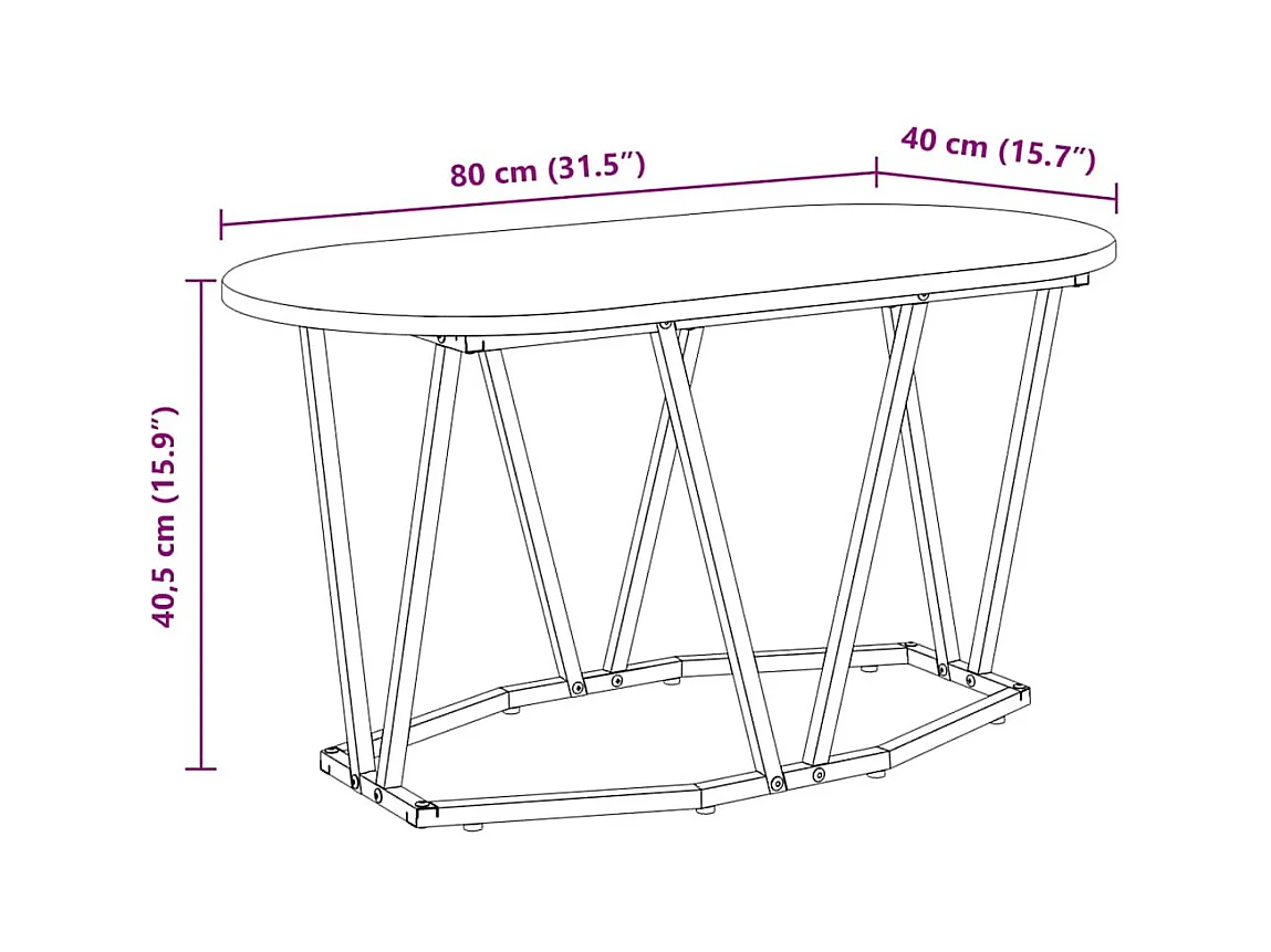 Table Basse Gris 80 x 40 x 40.5 cm Bois d'ingénierie et métal