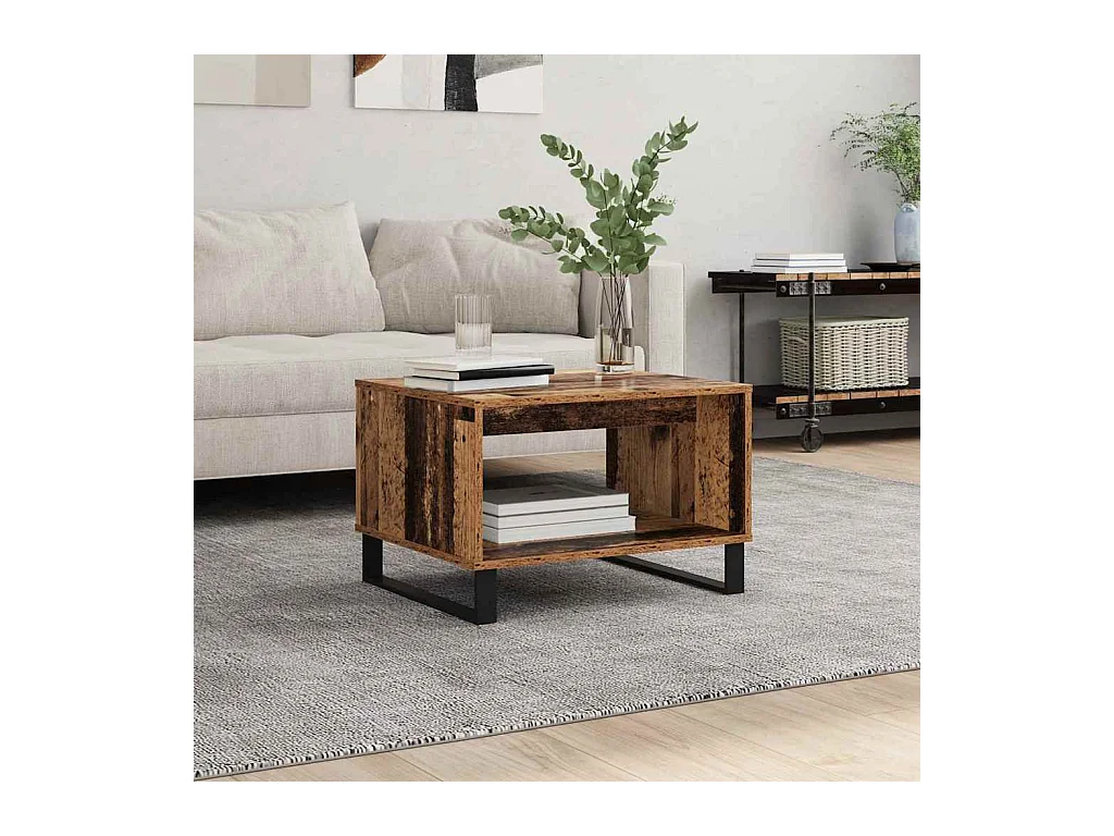Salontafel Oud hout 60 x 50 x 40 cm Bewerkt hout