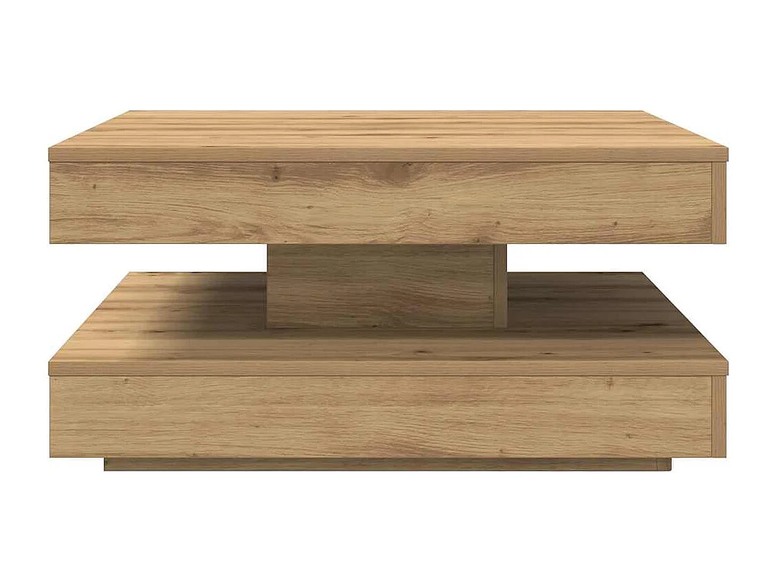 Table basse rotative à 360 degrés chêne artisanal 70x70x34,5 cm