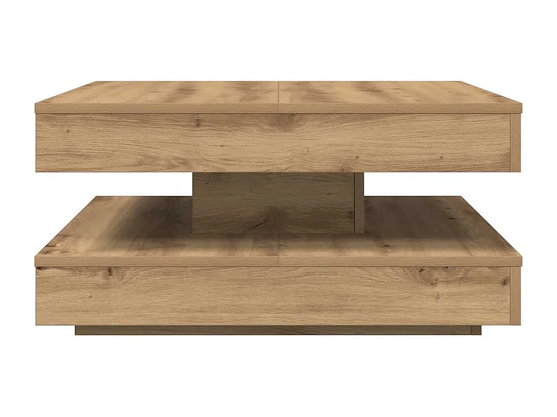 Table basse rotative à 360 degrés chêne artisanal 70x70x34,5 cm