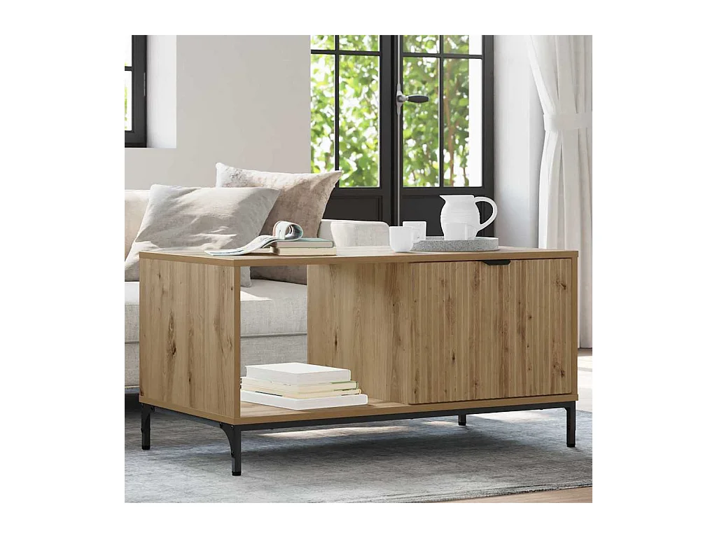 Table basse chêne artisanal 90 x 49 x 46 cm Bois d'ingénierie