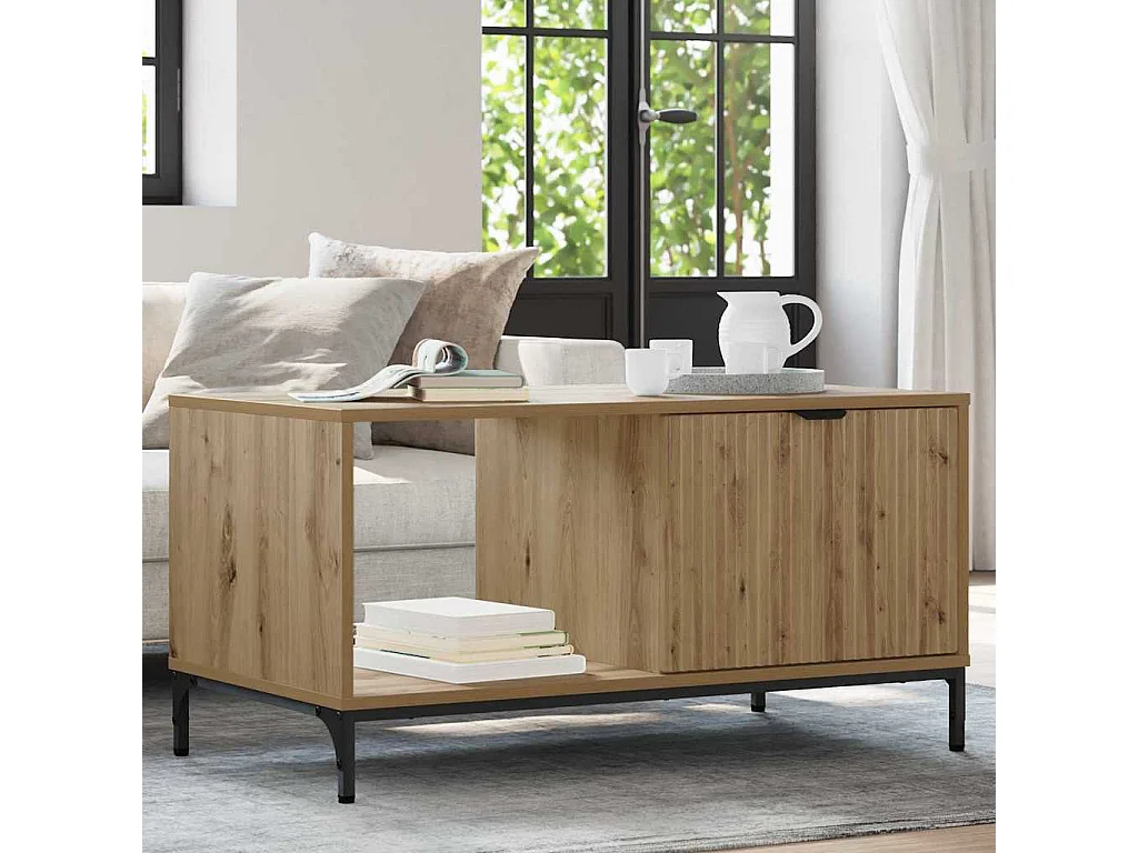 Mesa de Café Roble artisan 90 x 49 x 46 cm Madera contrachapada