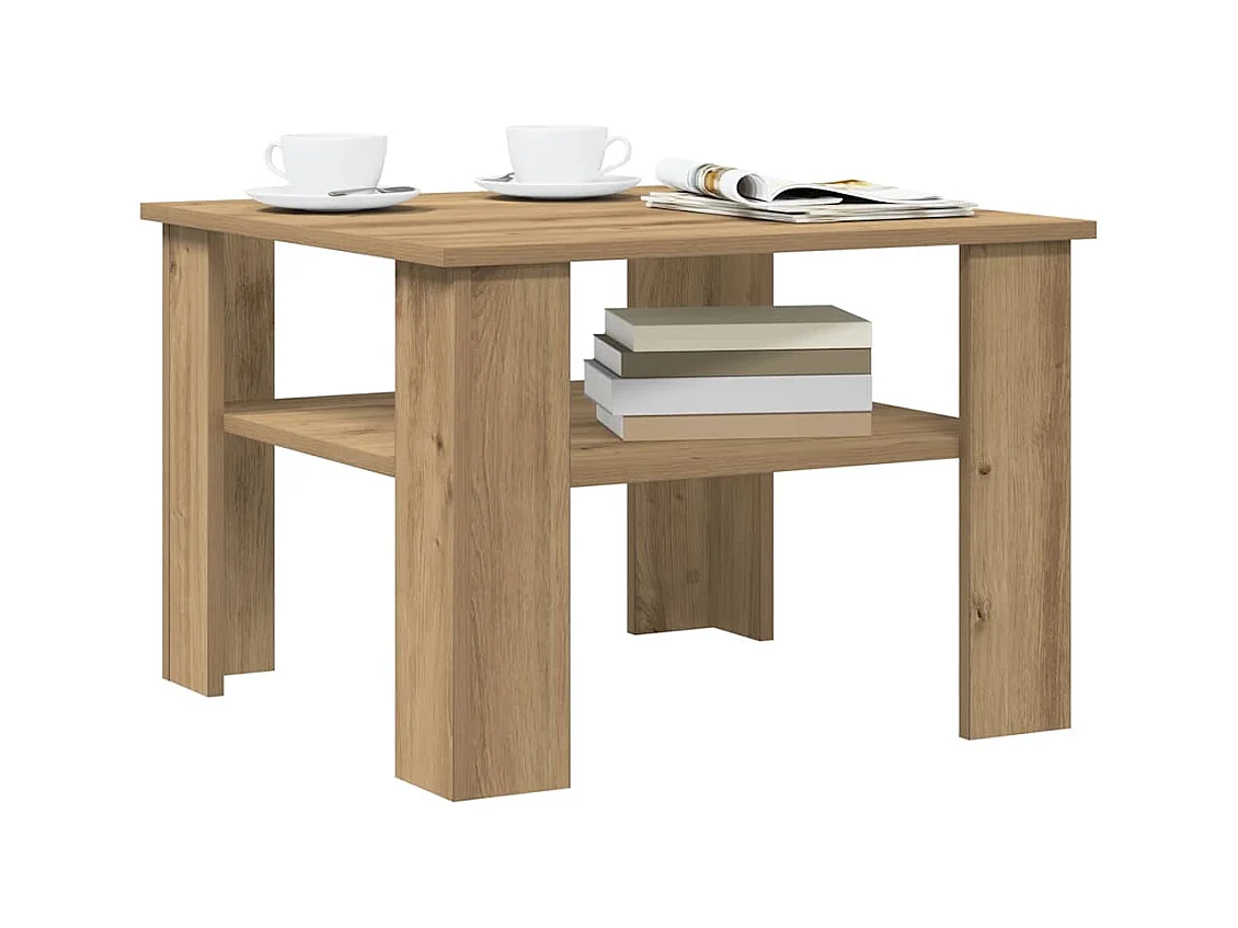 Table basse chêne artisanal 60x60x42cm bois d'ingénierie