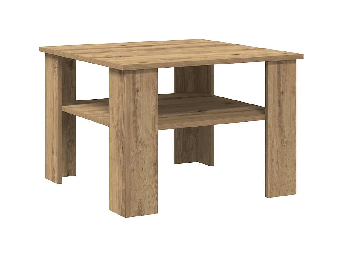 Table basse chêne artisanal 60x60x42cm bois d'ingénierie