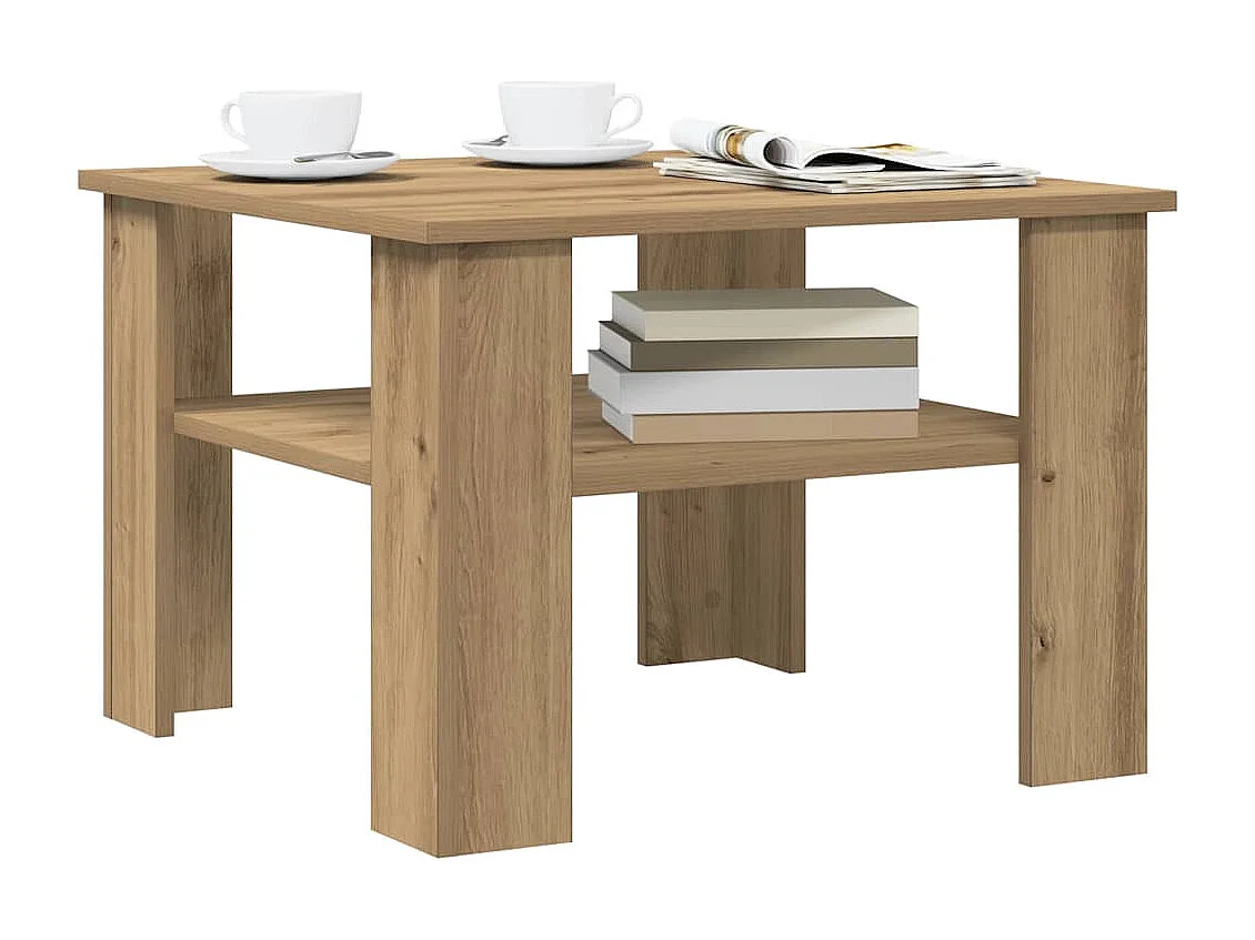 Table basse chêne artisanal 60x60x42cm bois d'ingénierie