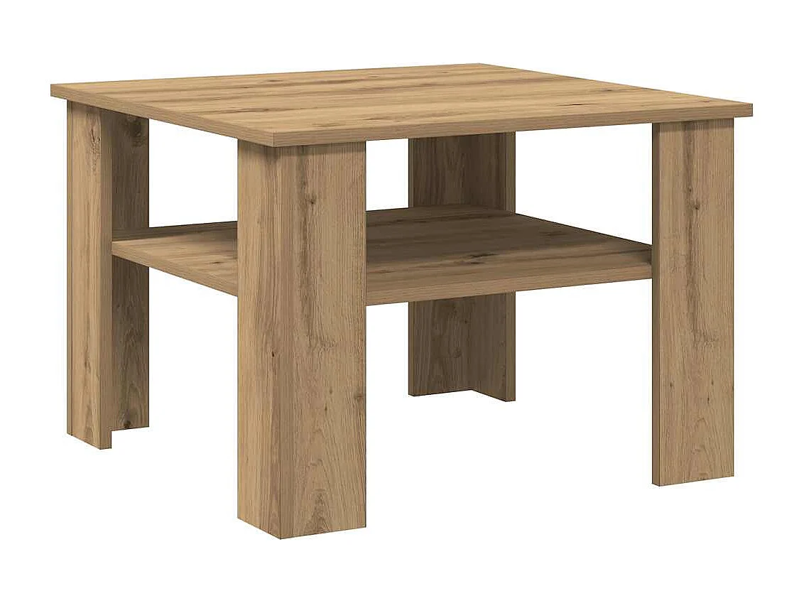 Table basse chêne artisanal 60x60x42cm bois d'ingénierie