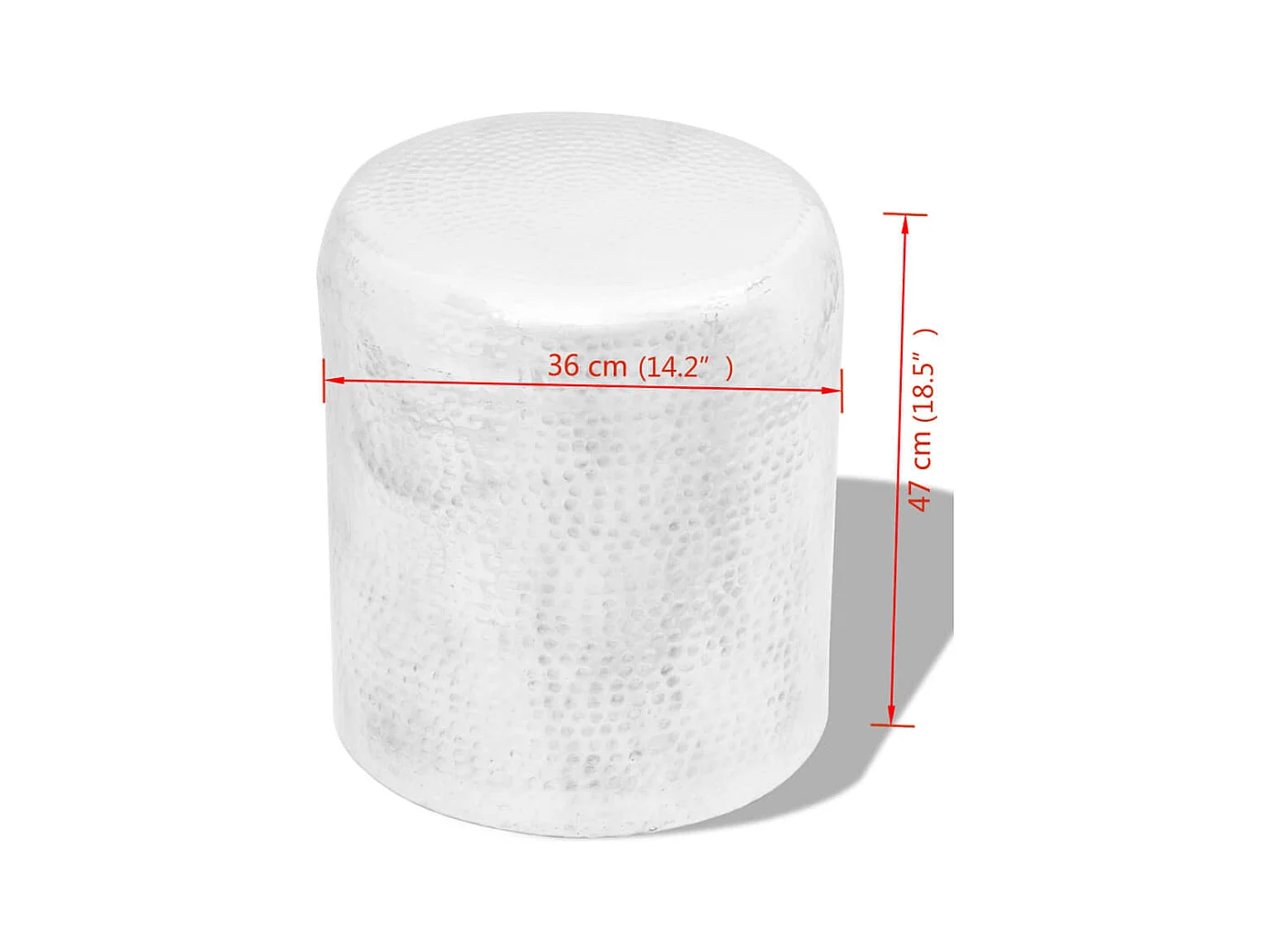 Table basse/tabouret martelé en aluminium Argenté