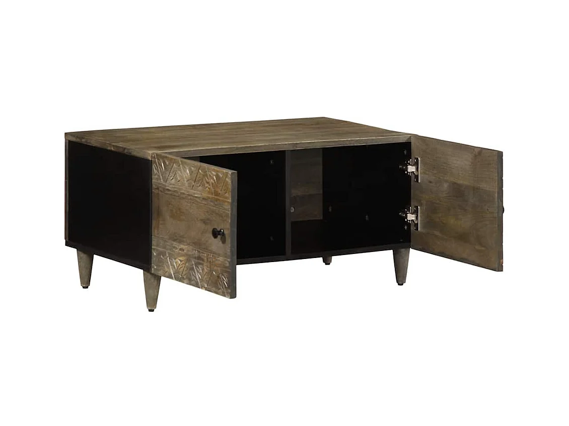 Mesa centro cinzento claro 80x50x40 cm madeira mangueira maciça